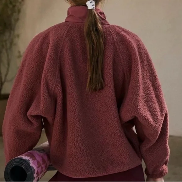 NWT FP Movement X Hatch Hit The Slopes Fleece Jacket, Deep Maroon - Picture 10 of 16